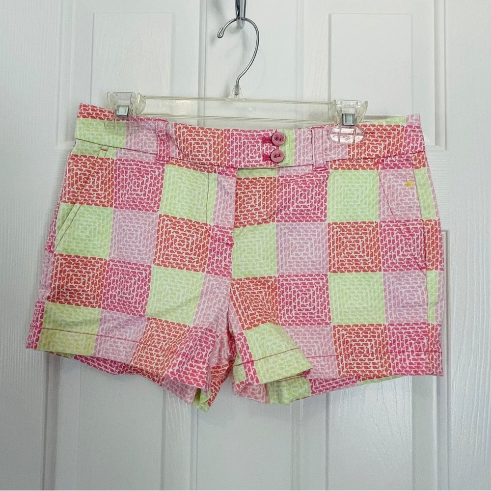 Vineyard Vines Women’s Size 2 Green Pink Orange Whale Patchwork Chino Shorts